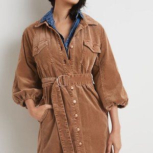 Pilcro Lysette Corduroy Mini Shirtdress